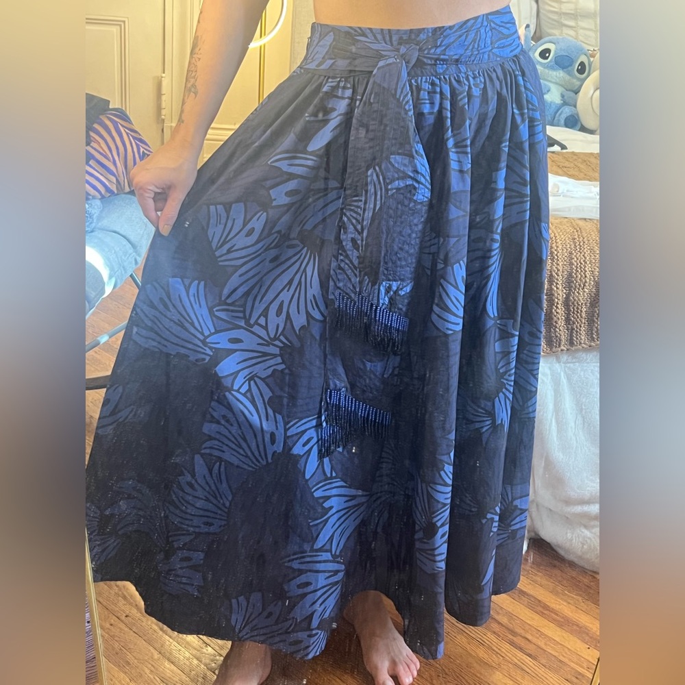FARM Rio - Chic Blue and Black Patterned Skirt